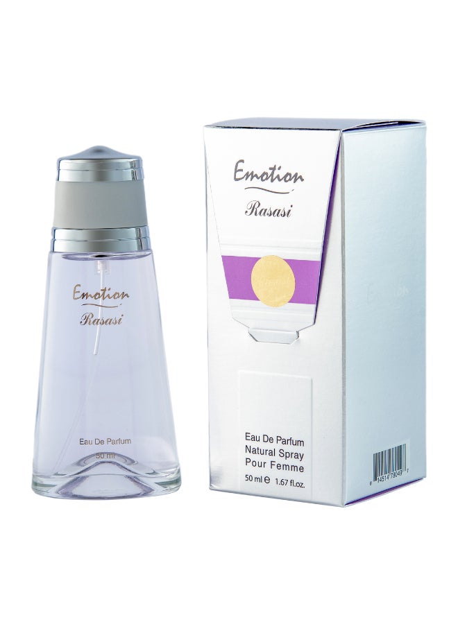 Rasasi Emotion Eau De Parfum Perfume For Women 50mlPerfumes & FragrancesTop notes are Bergamot, Amalfi Lemon, Orange and Mandarin OrangeMiddle notes are Pineapple, Water Lily, Jasmine, Kiwi, Freesia and Black CurrantBase notes are Musk, Vanille, Virginia