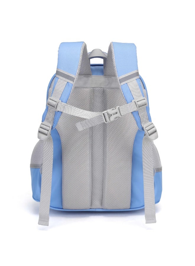 Binnes Kids School Backpack BNS6076 – Water-Resistant Polyester, 5 Compartments, Padded Straps, Cartoon Design, Blue