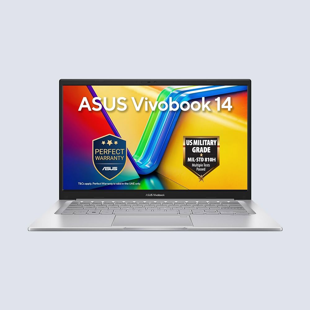 ASUS Vivobook 14 X1404VA-EB2181W Laptop – Intel Core 5 120U, 8GB DDR5, 512GB PCIe 4.0 SSD, 14” FHD IPS, Intel Graphics, Windows 11 Home, English/Arabic Keyboard, Silver