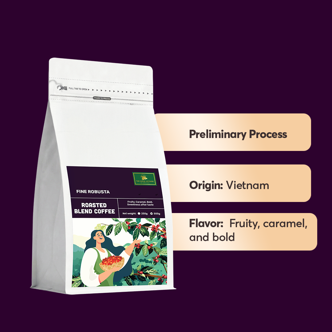 The Caphe Vietnam Fine Robusta Blended Ground Coffee - 1 KG | Preliminary Process | Blended Robusta | Vietnamese Coffee Ground