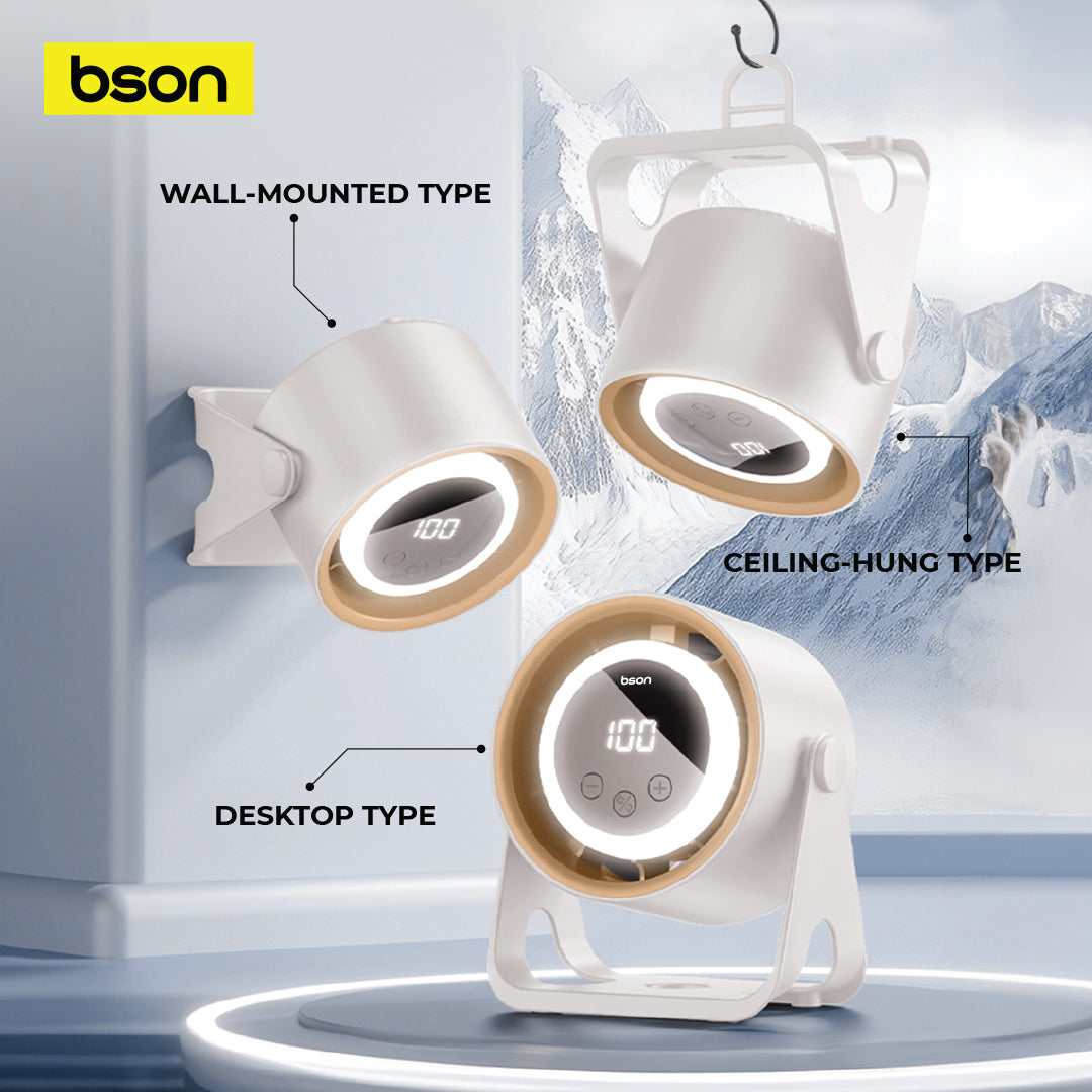 Bson Halo Breeze Desktop Fan, 2 in 1 Cooling Fan & Atmosphere Night Light, Silent Operation with 5 Wind Speed