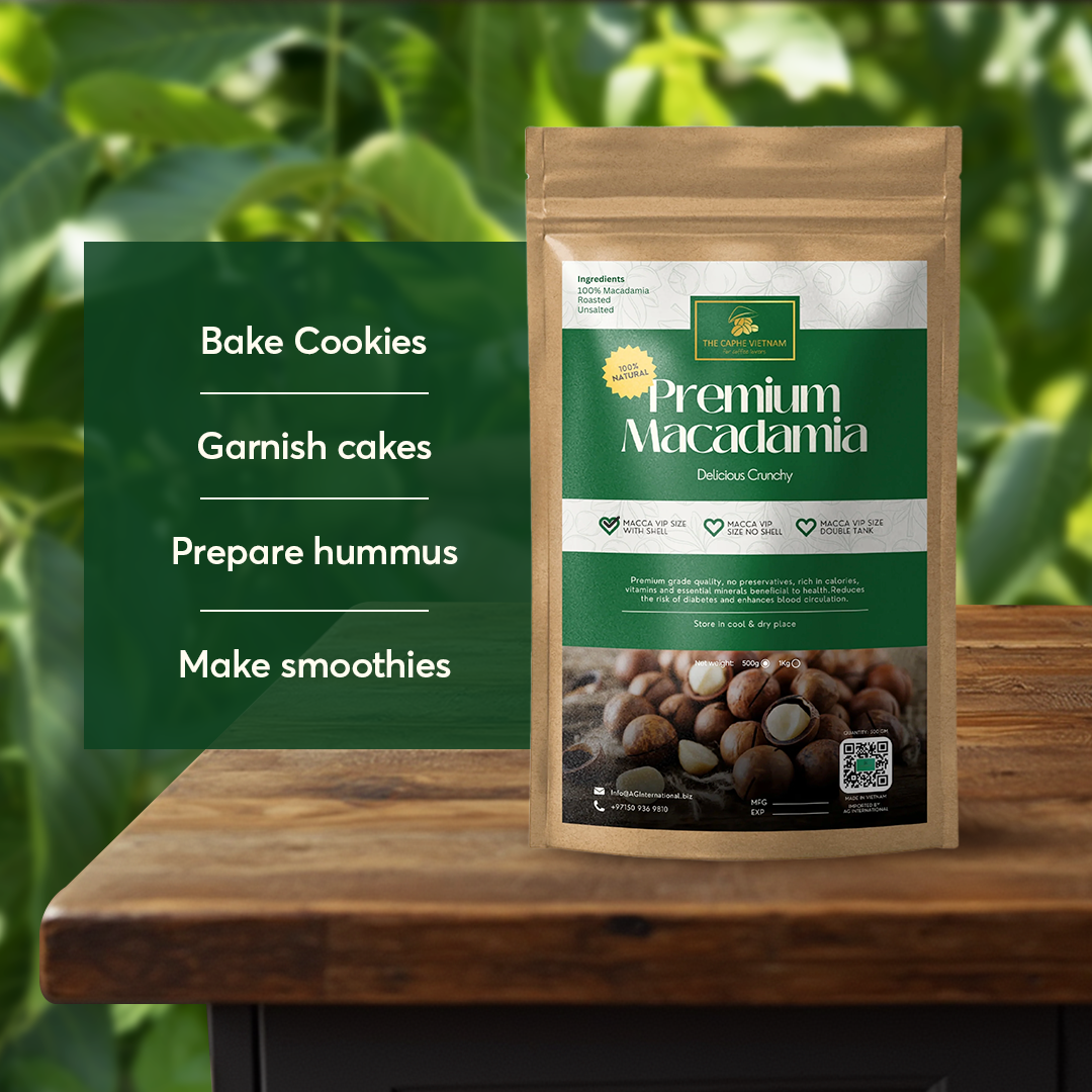 The Caphe Vietnam Premium Macadamia Nuts - 500 G | VIP Size With Shell | Unsalted & Roasted | Premium Vietnamese Macadamia Nuts