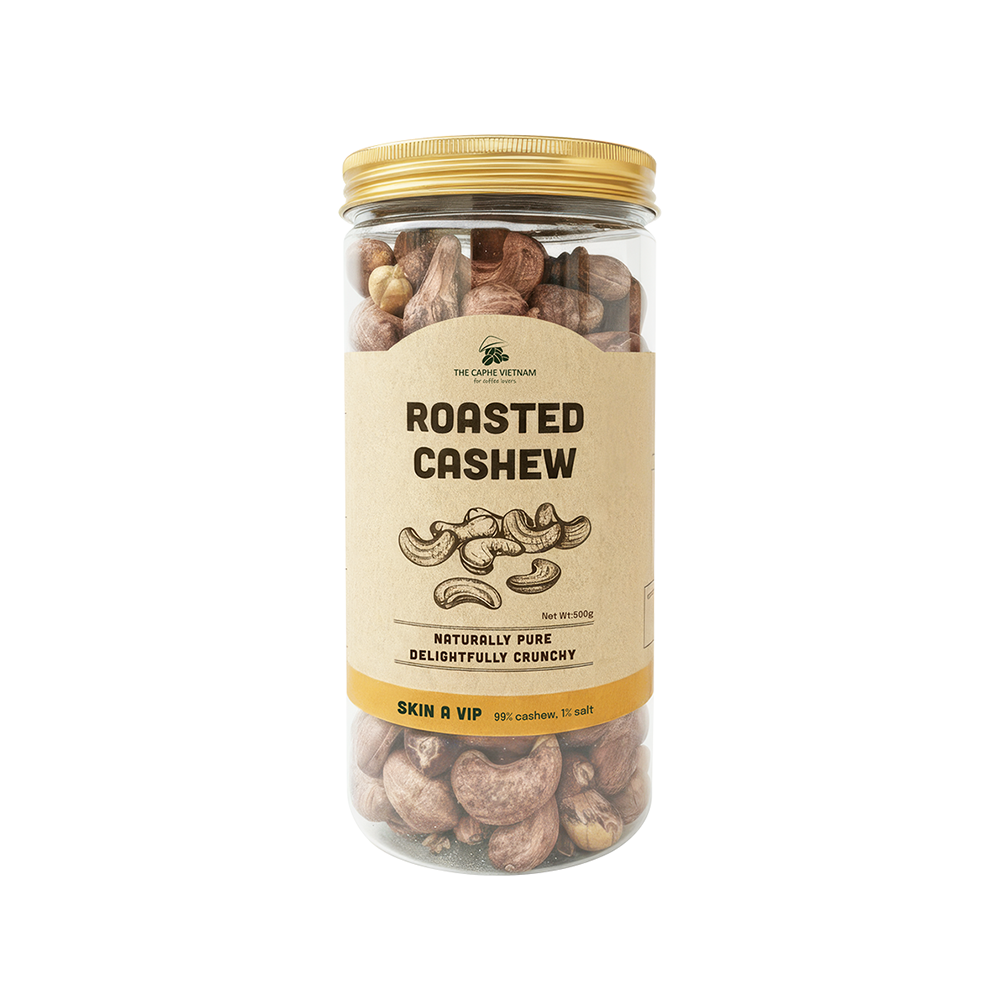 The Caphe Vietnam Coffee & Cashew Gift Set 500g + 500g | Specialty Arabica Whole Bean | Wood Fire Roasted Cashew, Salted Skin-On | Premium Snack & Gift Combo