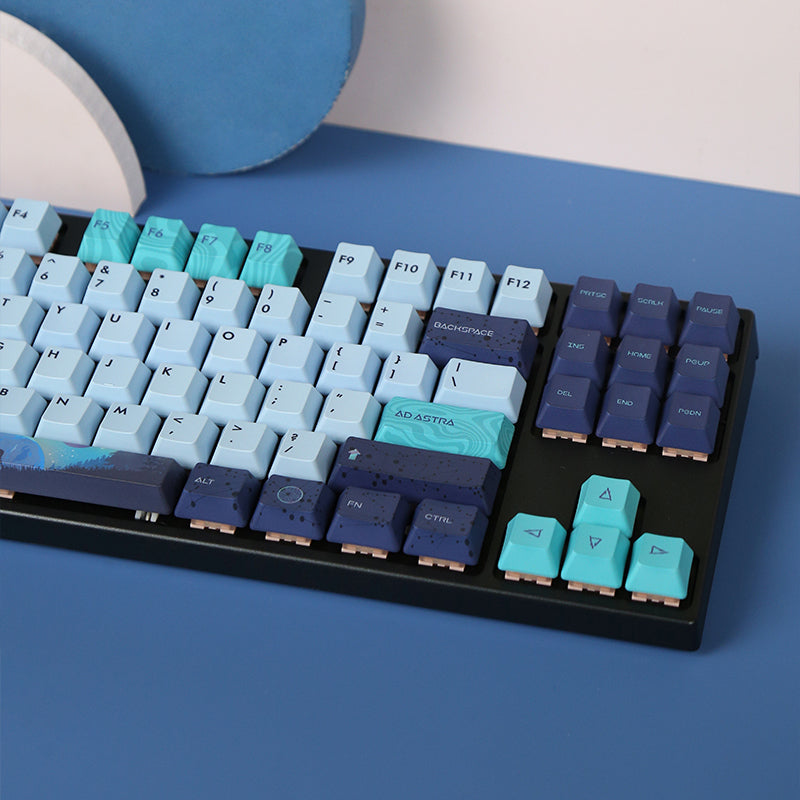 Aurora Mechanical KeyboardComputer & Laptop AccessoriesJust like Aurora, the colors are dreamy and vibrant. V-silk PBT Dye Sublimation Keycaps. Oil-resistant, stay dry with silky feel Keycaps: PBT USB Interface: Type-C Kickstand: Two-stage Model VPT / APT