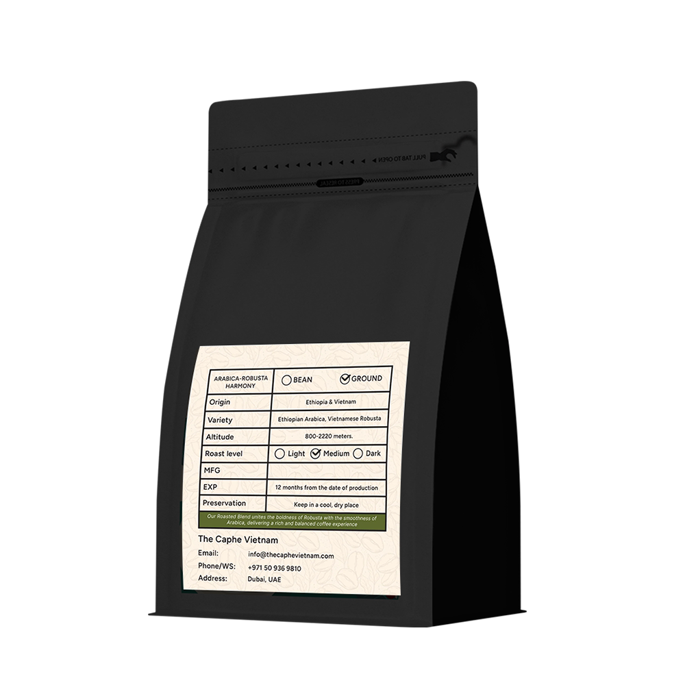The Caphe Vietnam Roasted Blend Premium Ground Coffee - 1 KG | Ethiopian Arabica + Vietnamese Robusta | Premium Coffee Ground