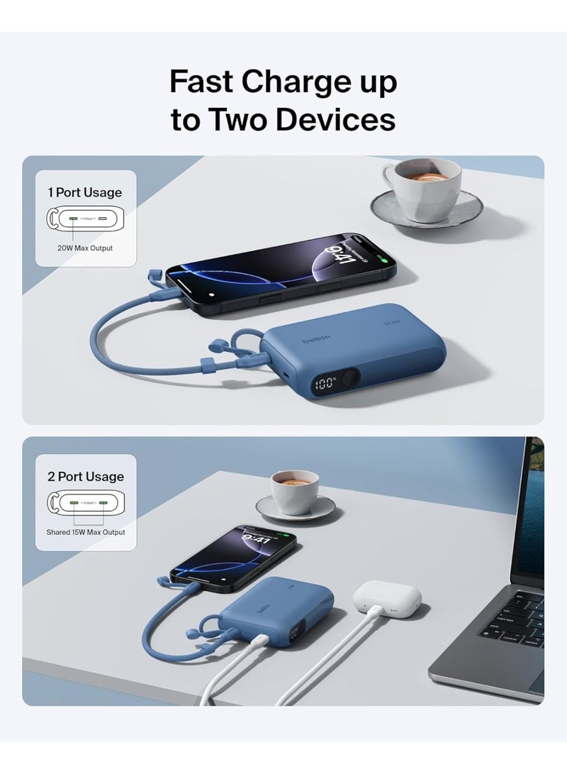 Belkin Slim 10,000mAh USB-C Power Bank – Blue