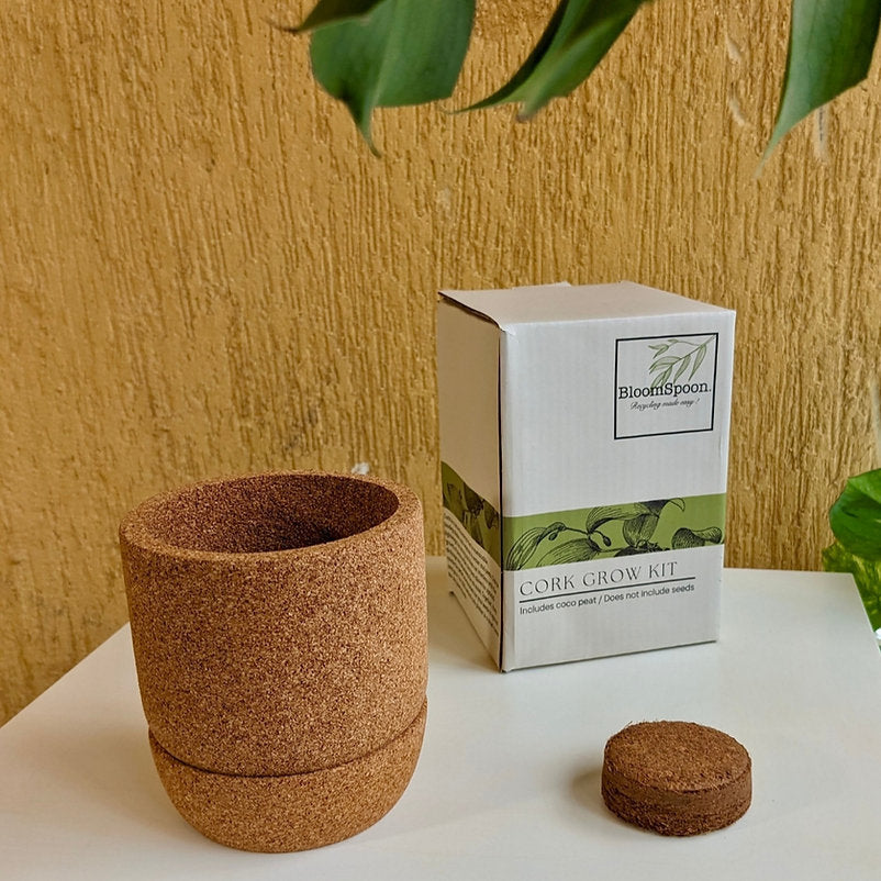 BloomSpoon Cork Grow Kit - sustainable/eco friendly/greenSustainable LivingBloomspoon Cork Grow Kit – Eco-Friendly Indoor Gardening Redefined The Bloomspoon Cork Grow Kit offers a stylish and functional way to grow greenery indoors, featuring one cork pot