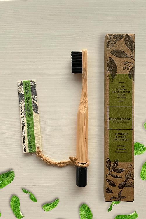 BloomSpoon Bamboo Toothbrush with Plantable Seed tag - sustainable/eco friendly/greenSustainable LivingBloomspoon Bamboo Toothbrush with Plantable Seed Tag – Sustainable Oral Care with a plantable twist Crafted with soft, BPA-free bristles and a compact d