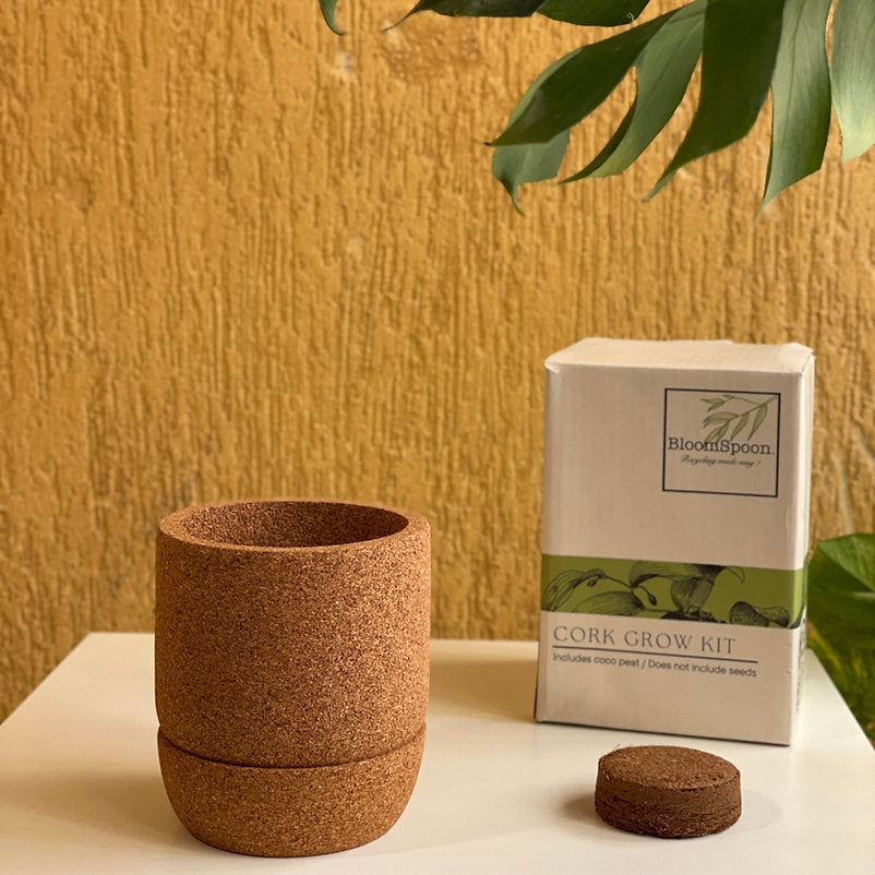 BloomSpoon Cork Grow Kit - sustainable/eco friendly/greenSustainable LivingBloomspoon Cork Grow Kit – Eco-Friendly Indoor Gardening Redefined The Bloomspoon Cork Grow Kit offers a stylish and functional way to grow greenery indoors, featuring one cork pot