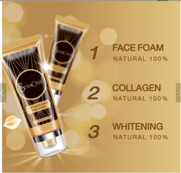 Sensorial Collagen Gold Facial FoamPersonal CareEfficiency deep cleansing foam Cleans makeup completely, fresh scent, fine foam texture, soft and smooth. After washing the face, the skin is moisturized, not dry like other cleansing foam. Whitening, Reduce