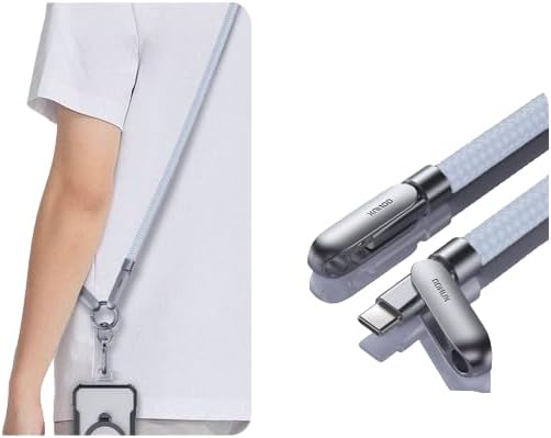 XUNDD Crossbody Lanyard with Builtin Cable (USBC to USBC) 240W Charging Cable Body Neck Lanyard for Compatible with iPhone 16 Pro Max Samsung S25 iPhone 15 Pro Max etc. (1.2M) (Light Blue)Mobile Accessories240W USB-C to USB-C Charging Cable: Features a hi