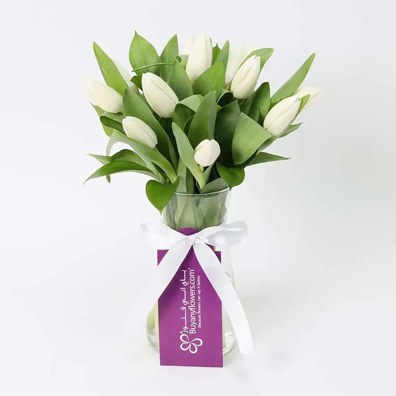 Calm 11 white tulips bouquet