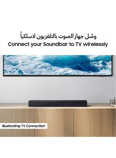 Samsung HW-B400F/ZN B-Series Soundbar 2.0 Channel with Built-in Woofer, Bluetooth TV Connection, Surround Sound Expansion, One Remote Control, Titan Black – UAE Version (2025)