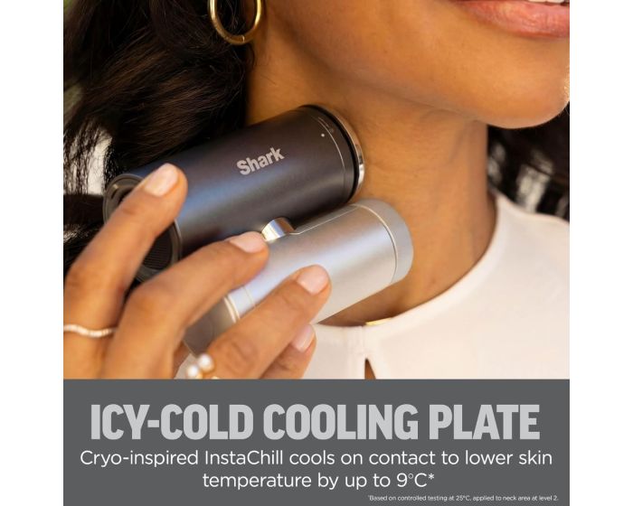 Shark ChillPill FA022UK 3-in-1 Personal Cooling Fan – Fan, Mist & InstaChill Cooling Plate, 10 Speeds, Rechargeable, Carbon