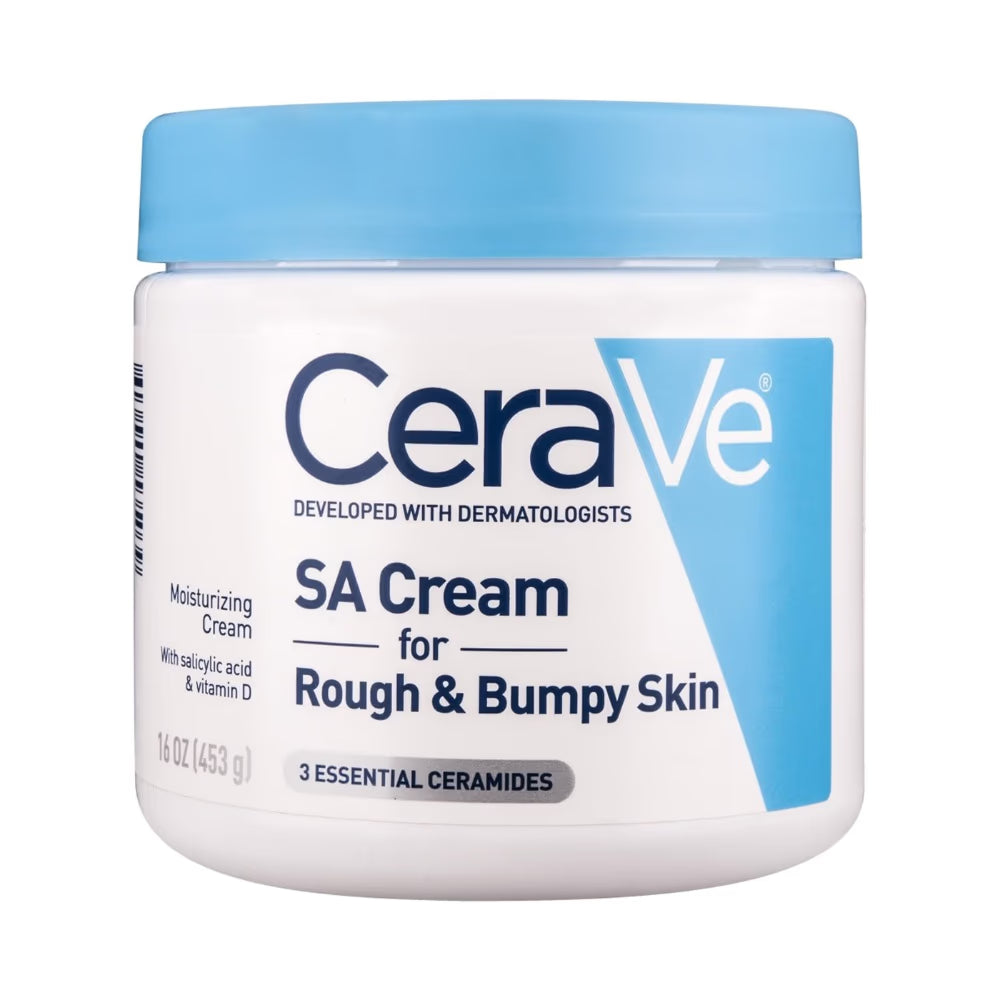CeraVe SA Cream for Rough & Bumpy Skin – 16oz (453g), Salicylic Acid, Lactic Acid, Vitamin D, 3 Ceramides, Fragrance-Free