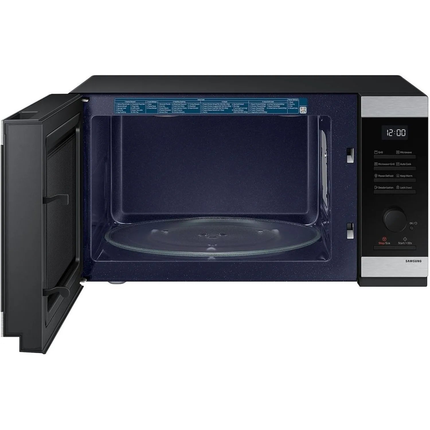 Samsung 40L Grill Microwave Oven MG40DG5524ATSG – 900W, Ceramic Enamel Interior, Recessed Handle, Black/Silver