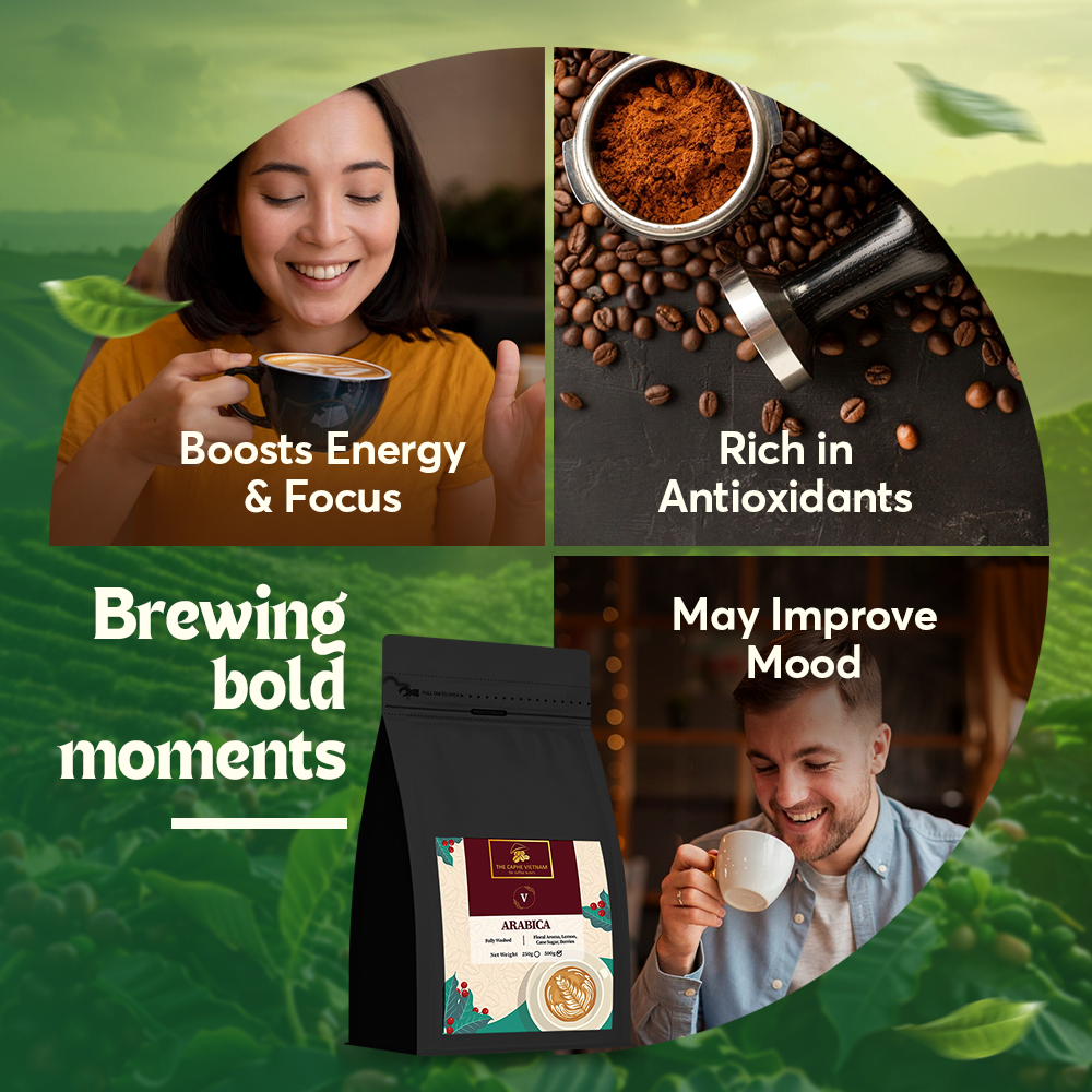 The Caphe Vietnam Coffee & Cashew Gift Set 500g + 500g | Specialty Arabica Whole Bean | Wood Fire Roasted Cashew, Salted Skin-On | Premium Snack & Gift Combo