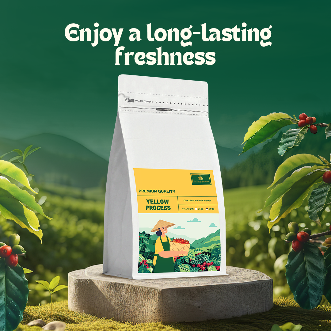 The Caphe Vietnam Premium Ground Coffee - 1 KG | Yellow Process | Medium Roast, Premium Robusta | Vietnamese Coffee Ground