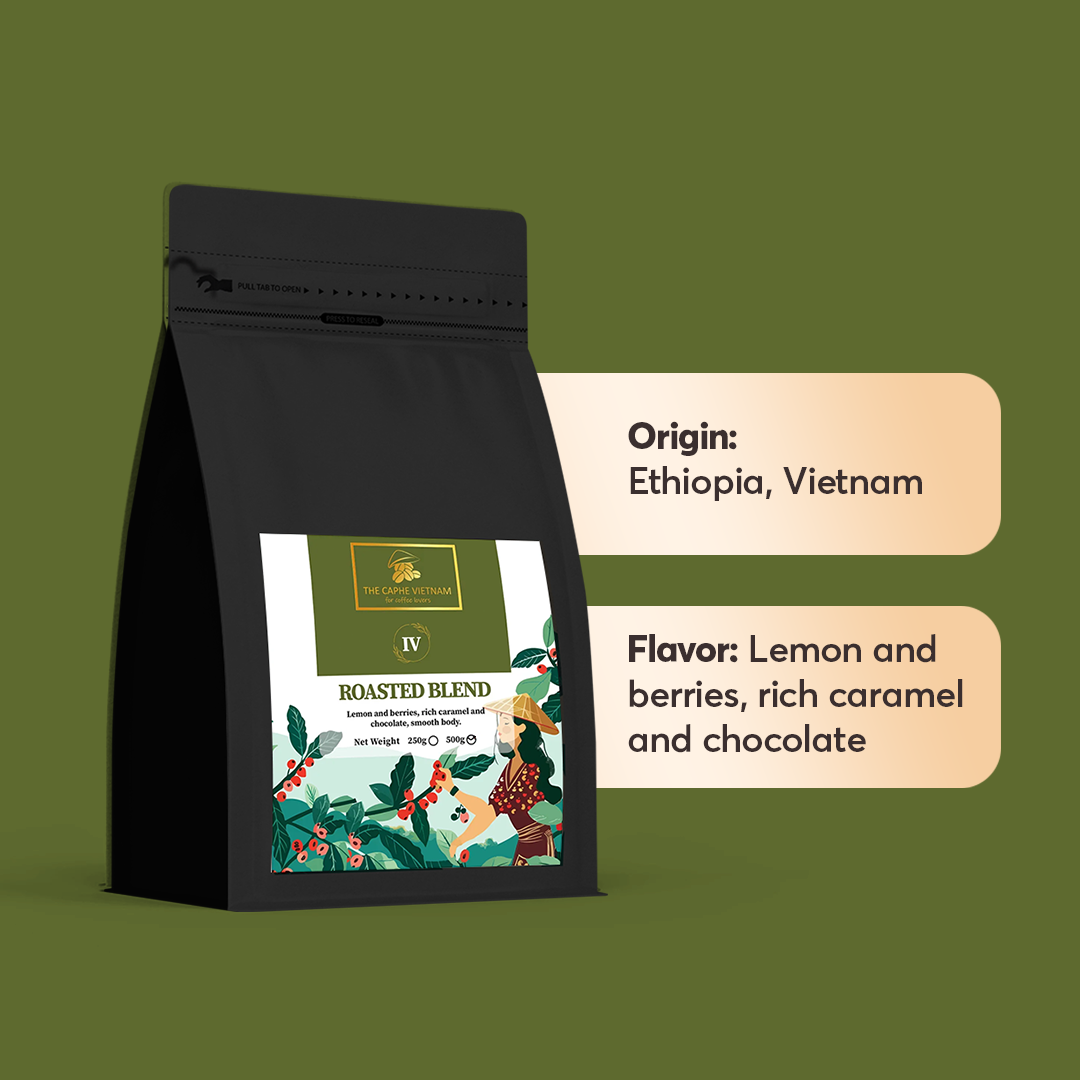 The Caphe Vietnam Roasted Blend Premium Ground Coffee - 500 G | Ethiopian Arabica + Vietnamese Robusta | Premium Coffee Ground
