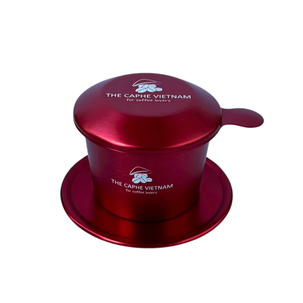The Caphe Vietnam Coffee & Tea Gift Set | Fine Robusta Natural Process 250g | Cinnamon Orange Herbal Tea | Vietnamese Phin Filter (Red) | Traditional Drip Coffee Experience