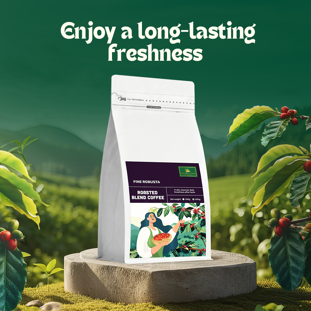 The Caphe Vietnam Fine Robusta Blended Ground Coffee - 500 G | Preliminary Process | Blended Robusta | Vietnamese Coffee Ground