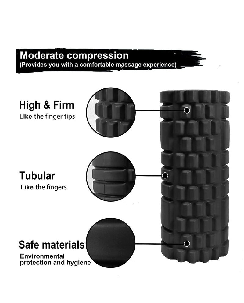 MahMir EVA Foam Roller – Deep Tissue Massage Roller for Yoga, Stretching & Muscle Recovery, Black
