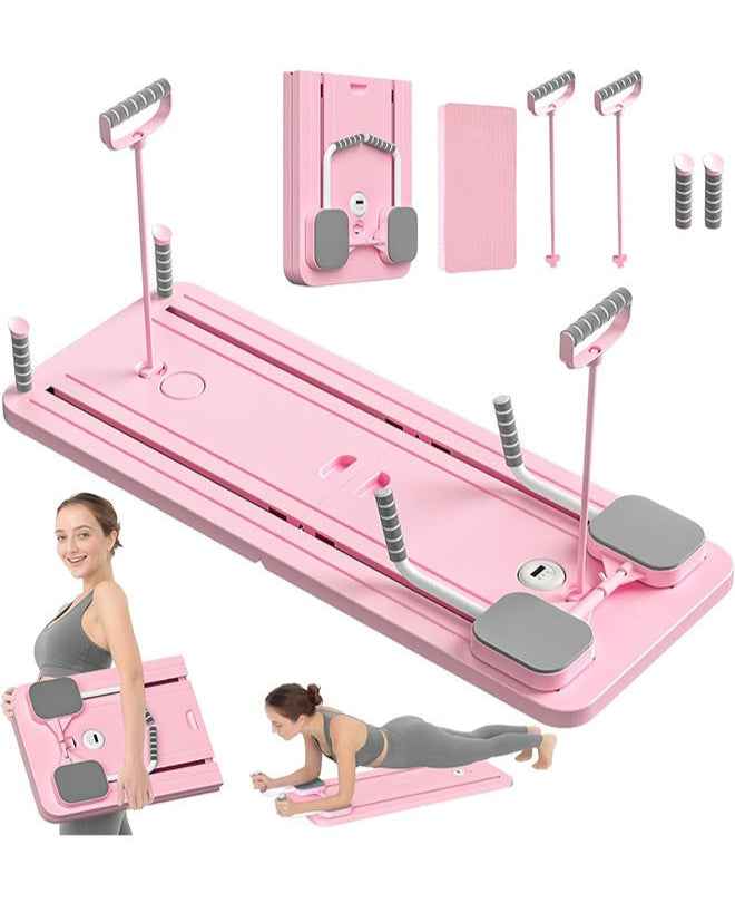 RATSAW Multifunctional Sliding Pilates Reformer Board with Timer for full body workout - Pink