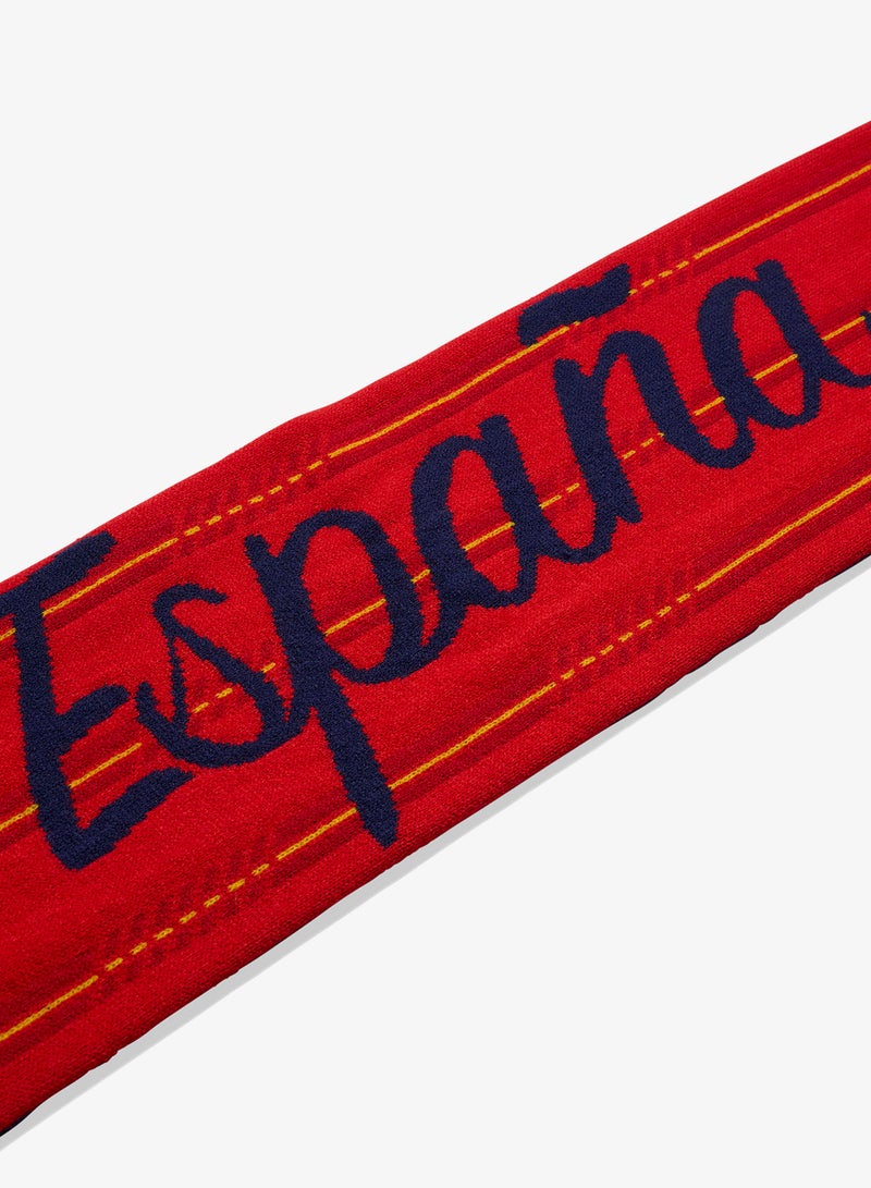 adidas Spain 2026 Scarf – Official RFEF Crest, Red & Gold Flatknit, 100% Acrylic, World Cup Fan Gift