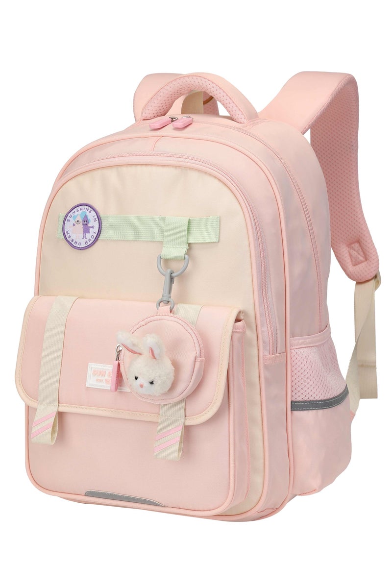 SUN EIGHT SE22222 16.5" Lightweight School Backpack – Water-Resistant Polyester Daypack for Girls, Pink