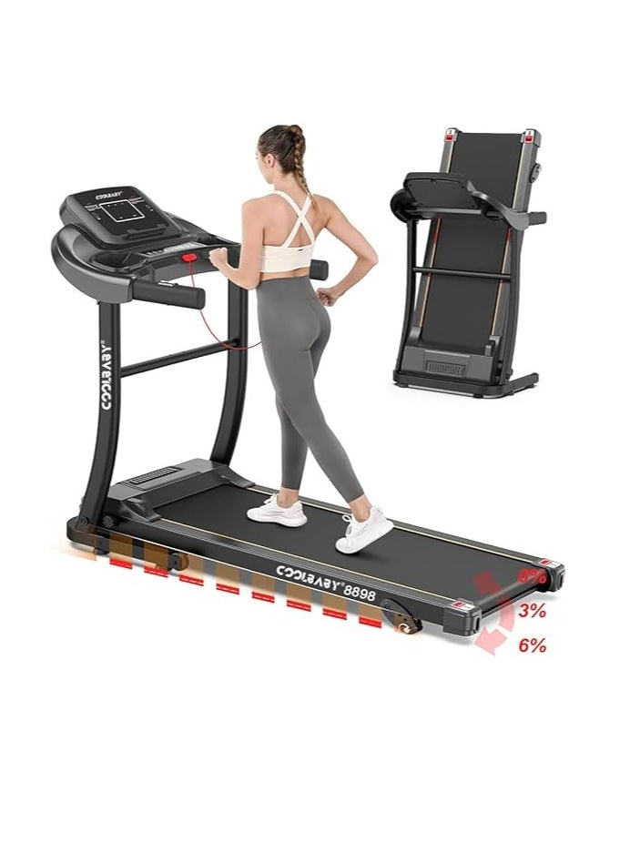 Cool Baby Folding Treadmill 1.5HP Portable Treadmill with Manual Incline Easy to Assemble Fitness Treadmill for Home Office 12 Preset Programs Speed ​​1.0-10KM/H