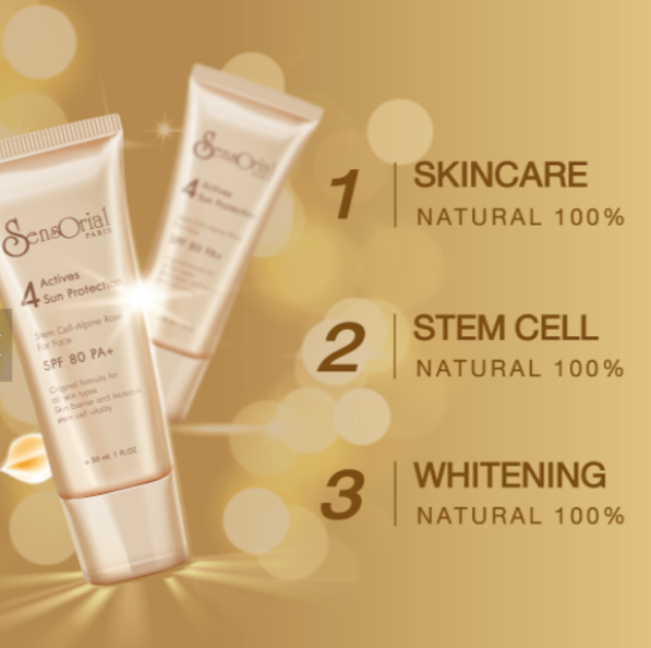 Sensorial Stem Cell Sun Protection SPF Booster 80Personal CareA mild and light sunscreen cream with a non-greasy and silk layer. Brightens your skin tone and shields with UVA, UVB and UVC protection. It can be used as concealer, make up base or cream foun