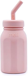 Melii Silicone Water Bottle with Straw 230 ml Pink