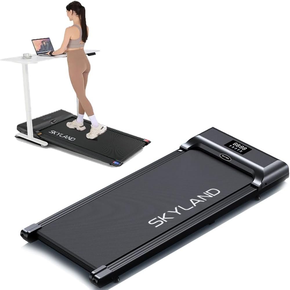 SKY LAND Compact Walking Pad Treadmills for Home & Office | Ultra Slim, Portable, Bluetooth, Remote Control, LED Display, Quiet Running MachinesEquipmentsMake movement effortless and engaging with the SKY LAND Compact Walking Pad Treadmill, a stylish and