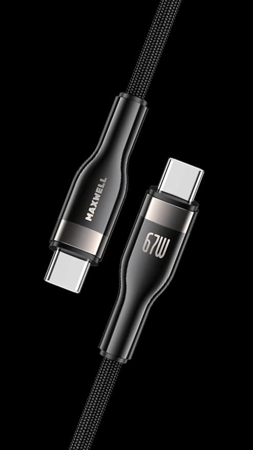 Maxwell Turbo Line Series Cable USBC to USBC 67W Fast Charging (1.2Meter) Compatible with iPhone 16 Pro Max Samsung S25 15 Pro Max 67W Fast Charging and Data Transmission Nylon Braided CableMobile AccessoriesBrand Maxwell Connector type USB Type C Cable t