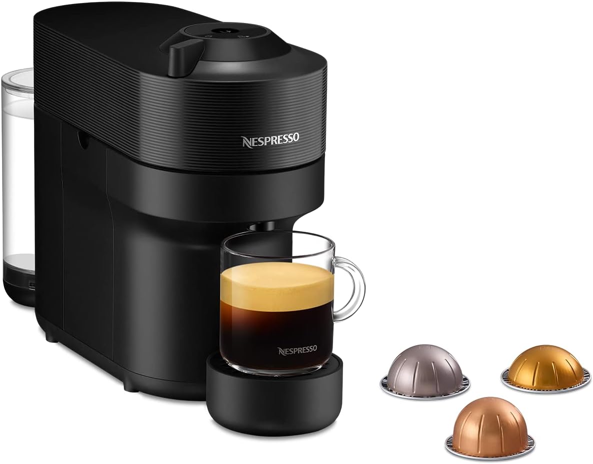 NESPRESSO Vertuo Pop Black Coffee Machine - UAE VersionKitchen AppliancesAdd a touch of colour to your life with the Nespresso Vertuo Pop machine.Bursting in a range of six vibrant colours, from Spicy Red to Pacific Blue, Vertuo Pop makes a bold statement