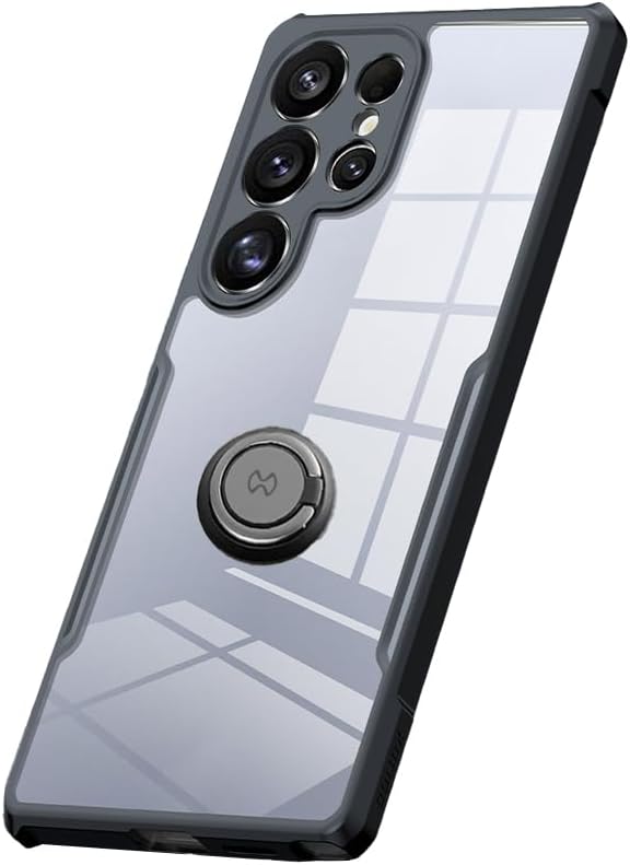 XUNDD Hard Case Compatible with Samsung S25 Ultra Magic Beatle with Ring Holder Shock Absorption AntiScratch Non Yellowing Ring Holder and Stand Precise Cutouts (Black)Mobile AccessoriesCompatible with Samsung S25 Ultra: Tailored specifically to fit and i