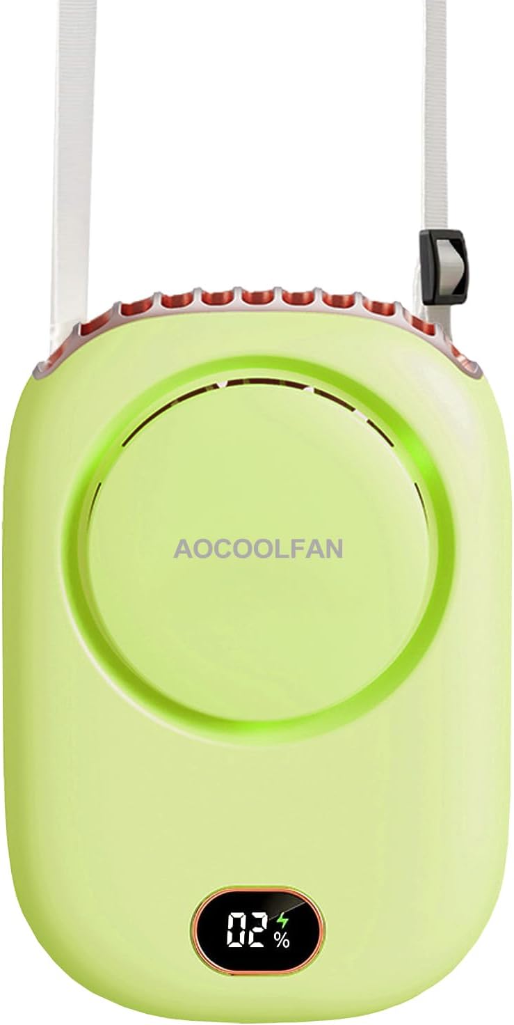 AOCOOLFAN Portable Neck FanHome EnvironmentStrong breeze and Max 12 Hours Cooling TimeThis versatile handheld fan is as long as 12 hours of cooling time on a solitary charge, 3-speed setting , you simply have to press the power button to change the fan se