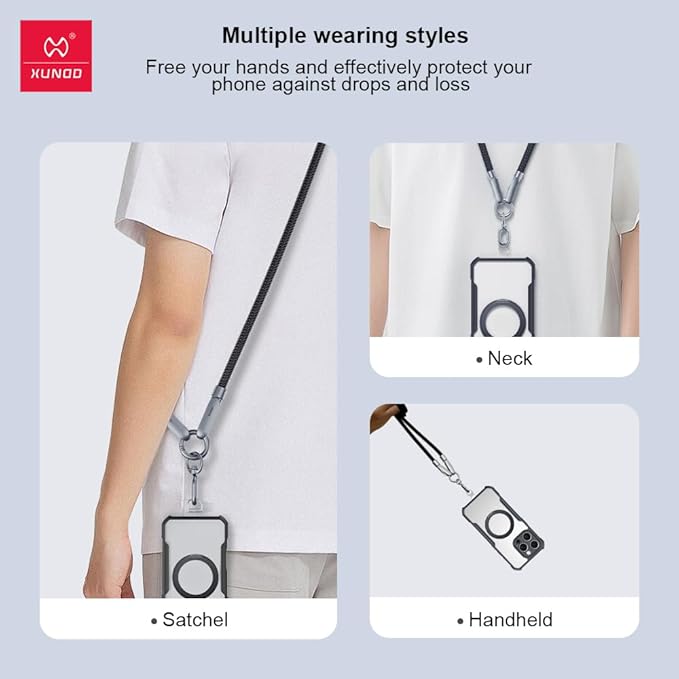 XUNDD Crossbody Lanyard with Builtin Cable (USBC to USBC) 240W Charging Cable Body Neck Lanyard for Compatible with iPhone 16 Pro Max Samsung S25 iPhone 15 Pro Max etc. (1.2M) (Light Blue)Mobile Accessories240W USB-C to USB-C Charging Cable: Features a hi