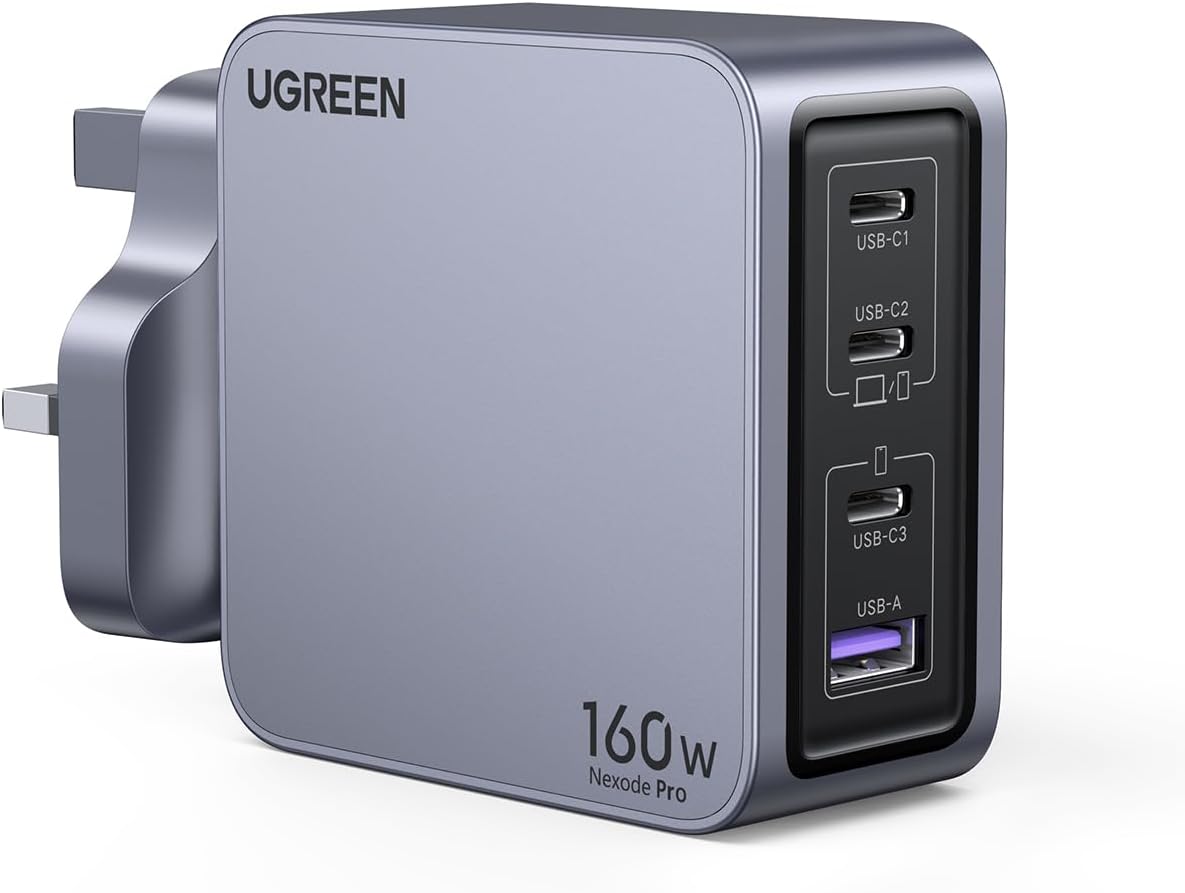 UGREEN Nexode Pro 160W USB-C GaN Charger | 4-Port Fast Charger | GaN II Tech | Compatible with MacBook Pro/Air, Dell XPS, iPad, iPhone 16, Samsung S25U, Steam DeckComputer & Laptop AccessoriesExperience a more advanced level of charging with UGREEN's new