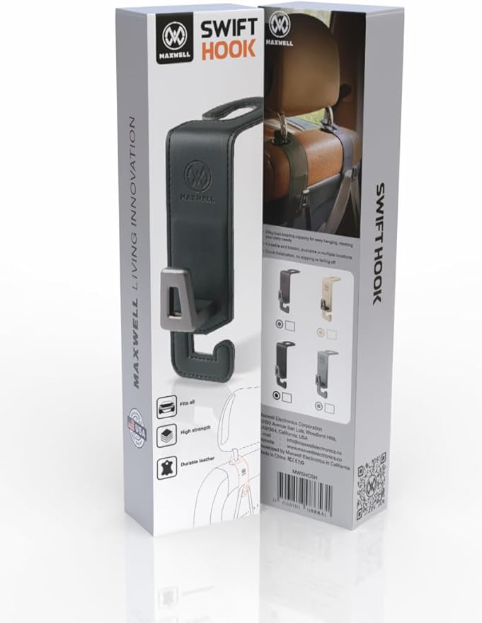 Maxwell Car Headrest Hook Swift Hook for Back Organizer Suitable for Handbags Groceries Coat Compatible with all Automobile Durable Premium Leather Easy installation Foldable (Beige)Car AccessoriesPremium Leather Construction: Crafted from high-quality, d