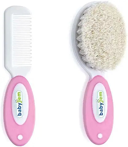 Babyjem - Brush Comb Set with Natural Bristle Pink