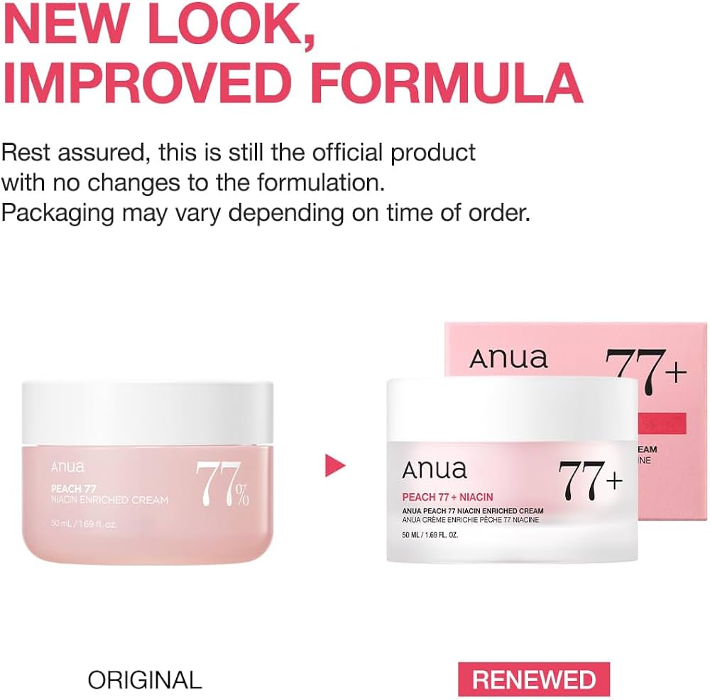 ANUA Peach 77 Niacin Enriched Cream 1.69fl.oz / 50mlPersonal CareDeep Hydration: The high concentration of peach extract (77%) provides intense moisture, leaving the skin supple and dewy. Brightening Effect: Niacinamide helps to even out skin tone and red