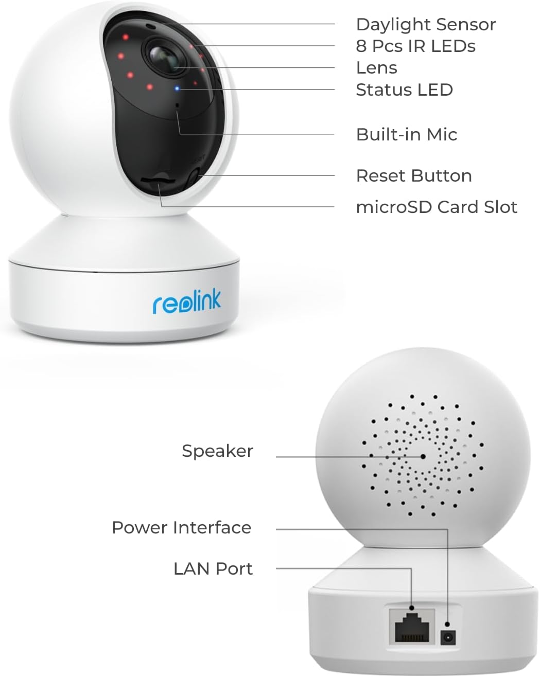 REOLINK E1 Pro 4MP 360 Pan Tilt Indoor Camera for Baby Monitor, 2K UHD Plug-in, 2.4G / 5GHz WiFi, Micro SD Card and Cloud storage, Motion Alert, Night Vision Security CamSecurity & Surveillance SystemsAlways Keep an Eye on Your Beloved Ones Much Clearer t