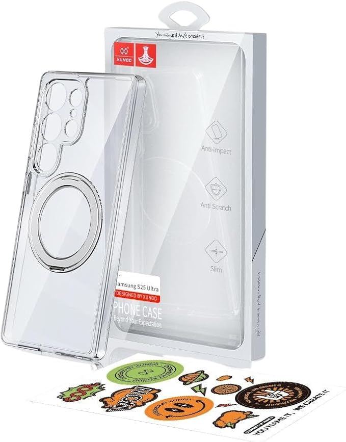XUNDD Hard Case Compatible with Samsung S25 Ultra Zero Sense Series with Magnetic Ring Stand Lense Protection Antiimpact AntiScratch Non Yellowing Slim Fit Accurate Cutouts (Silver)Mobile AccessoriesBrand Xundd Compatible phone models samsung s25 ultra Co