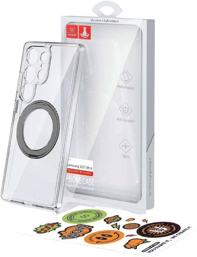 XUNDD Hard Case Compatible with Samsung S25 Ultra Zero Sense Series with Magnetic Ring Stand Lense Protection Antiimpact AntiScratch Non Yellowing Slim Fit Accurate Cutouts (Grey)Mobile AccessoriesBrand Xundd Compatible phone models Samsung S25 Ultra Colo