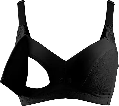 Okus - Comfy Cotton Maternity & Nursing Bra - Black - XX Large