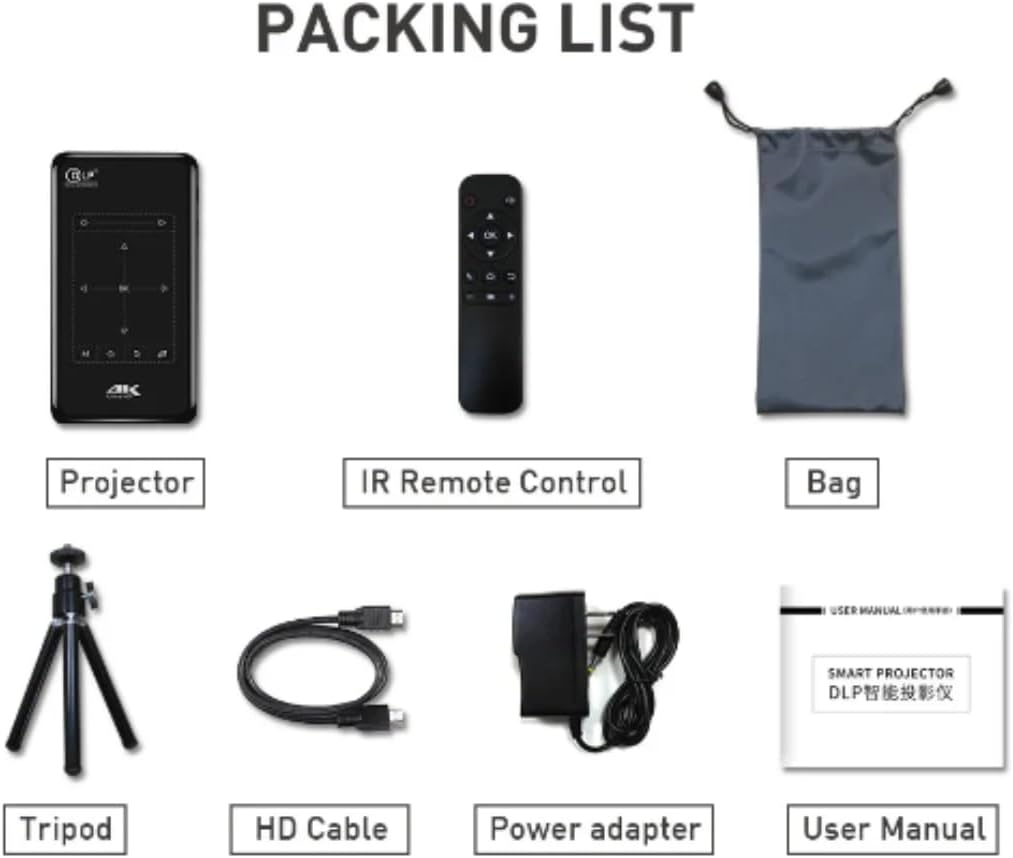 Borrego Portable Mini Smart Projector with 4K ULTRA HD high Beamer Home Cinema LED Video ProjectorAudio & VideoSmart touch panel, precise touch, sensitive and not stuck. Using DLP display technology, 4K HD decoding Support vertical keystone correction +-4