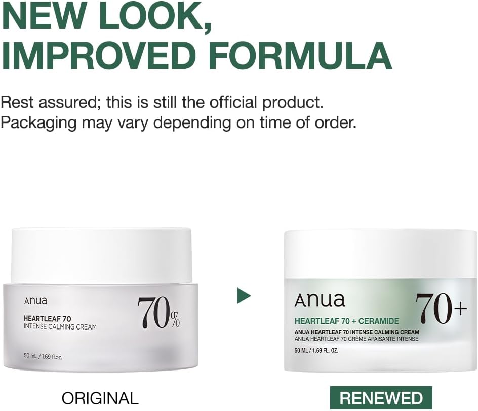 ANUA Heartleaf 70 Intense Calming Cream with Ceramide, Panthenol, Heartleaf Extract, Korean Skincare, 50ml /1.69 fl.ozPersonal CareANUA Heartleaf 70 Intense Calming Cream is specially crafted to soothe sensitive and irritated skin. Packed with 70% heartle