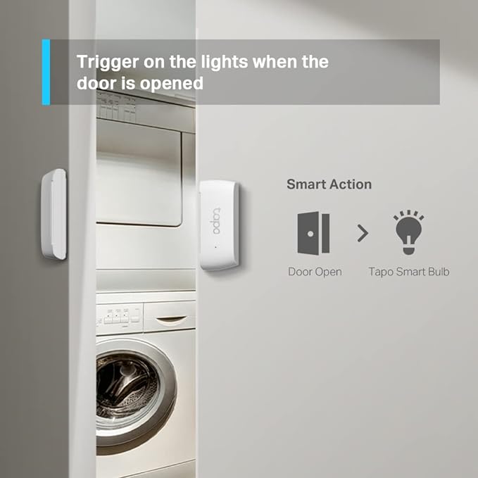 TP-Link Tapo T110 Contact Sensor – 2-Year Battery, Smart Actions, Doors Windows Cabinets, White