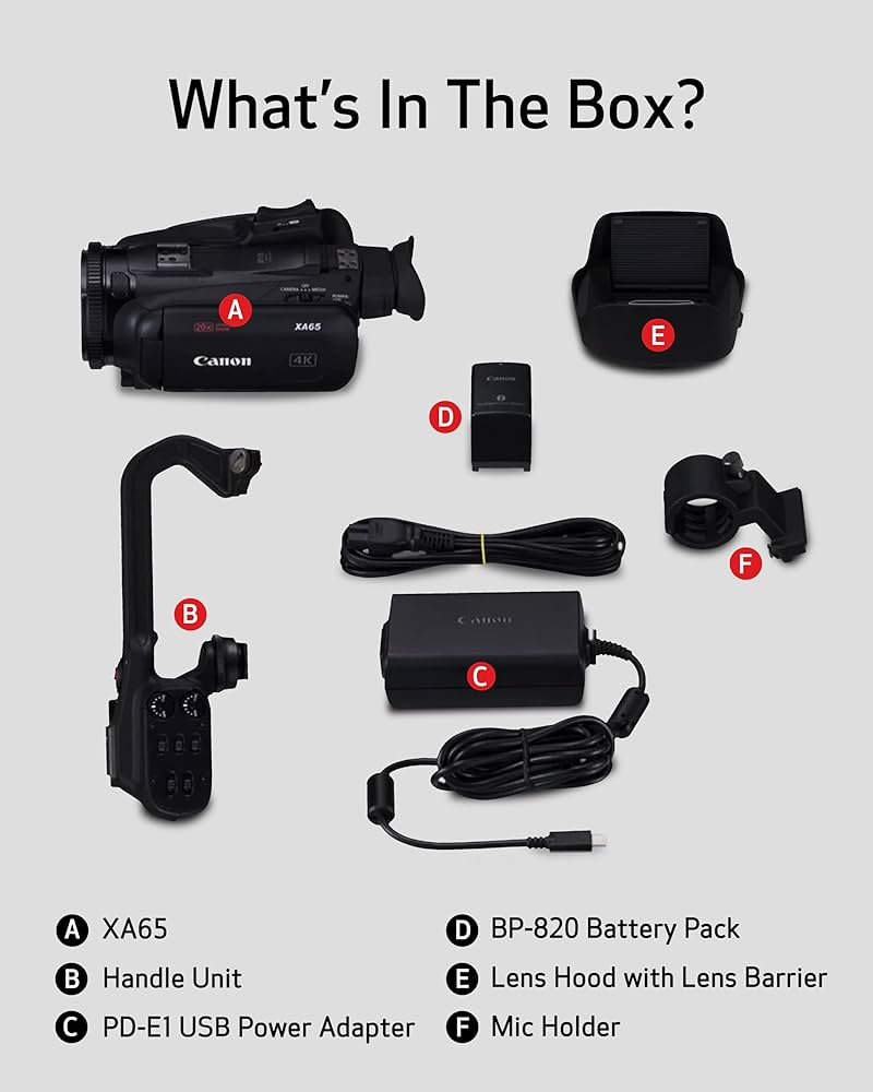 Canon XA60 Professional UHD 4K Camcorder with LCD Touchscreen and 20x Optical Zoom Lens - BlackCamerasOption to view the date and time in the on-screen display (OSD) while recording; white balance can be changed while recording. 1/2.3" CMOS Sensor, DIG!C